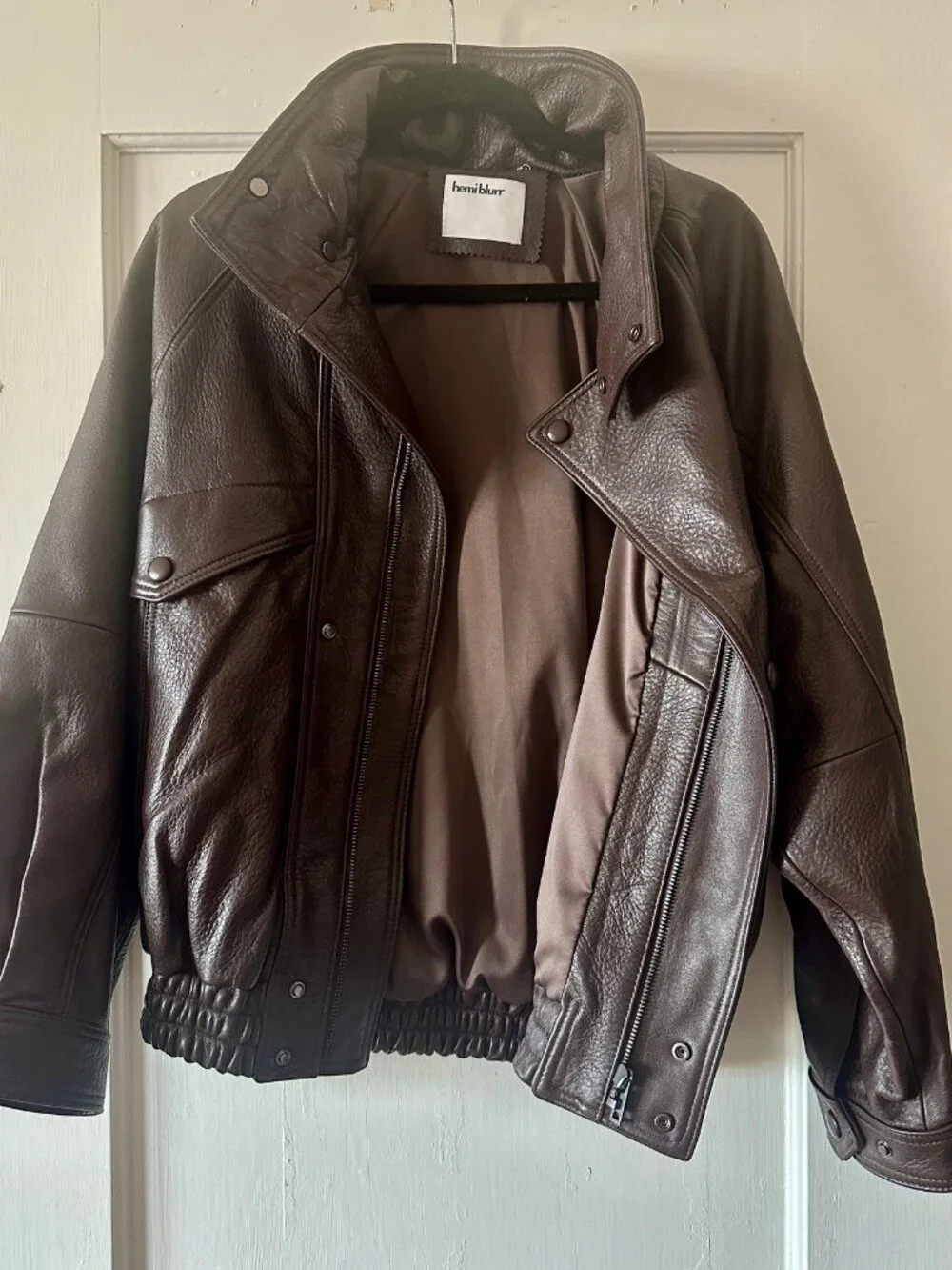 *NEW* Hemi Blurr High-Neck New Zealand Leather Jacket Dark Brown *REAL LEATHER* - Picture 4 of 7